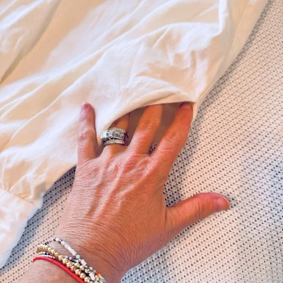 WHO WHAT WEAR Linen Cream Off-White Midi Dress w Tie Bow Chest - Picture 4 of 12